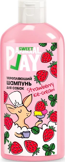 Энимал Плэй Sweet Шампунь д/собак укрепляющий Клубничное мороженое 300мл